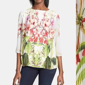 Ted Baker Zumbel Mirrored Tropics Pleated Blouse